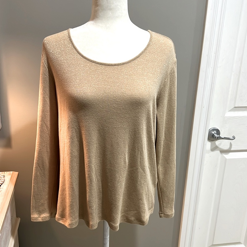 CHICO’S Long Sleeve Gold Foil Shimmer Tunic - 2